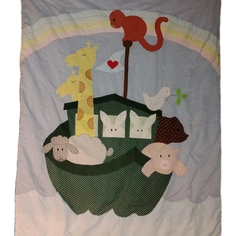 Noah's‎ Ark Applique Quilt Baby Toddler Unisex Rainbow Animals